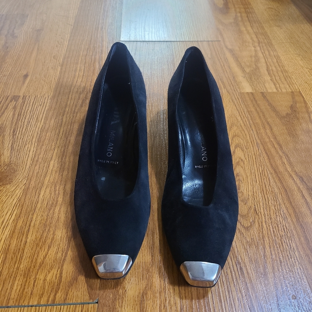 90s Prada Milano Suede Steel Toe Heels Size 40.5